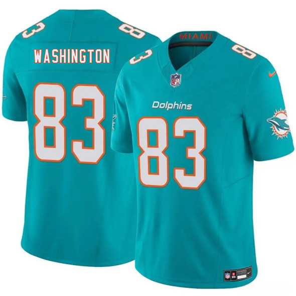 Men & Women & Youth Miami Dolphins #83 Tahj Washington Aqua 2025 Draft F.U.S.E. Vapor Limited Stitched Jersey